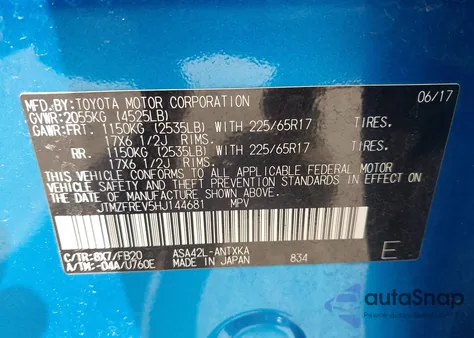 2017 Toyota Rav4 Le from USA, damaged, VIN JTMZFREV5HJ144681